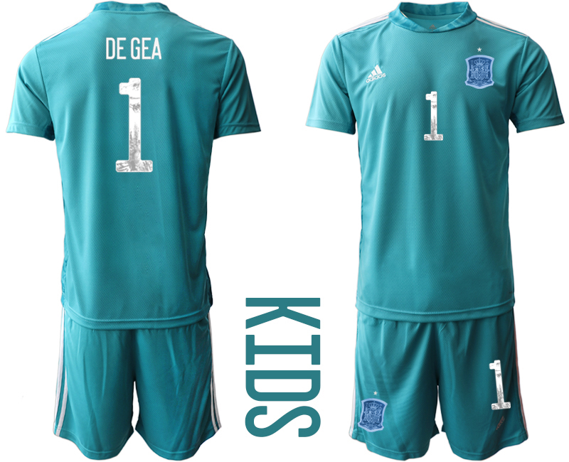 Youth 2021 European Cup Spain blue goalkeeper #1 Soccer Jersey1